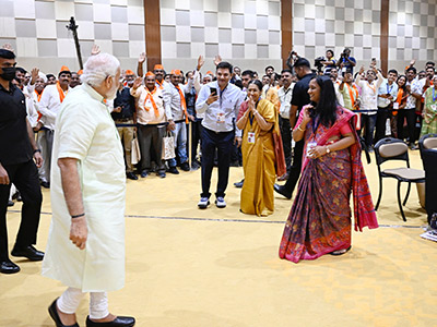 PM Modi takes part in 'Sahkar Se Samrudhi' programme at Mahatma Mandir in Gandhinagar, Gujarat