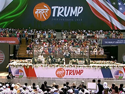 PM Modi addresses the Namaste Trump community programme in Ahmedabad